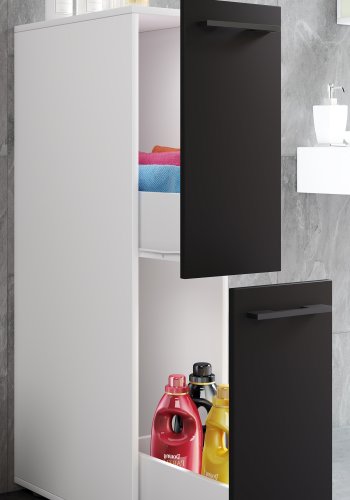 VCM NORDIC Sadilo L badevrelse rumdeler, m. 2 skuffer - hvid og sort tr