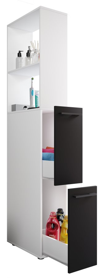 VCM NORDIC Sadilo XL badevrelse rumdeler, m. 2 bne rum og 2 skuffer - hvid og sort tr