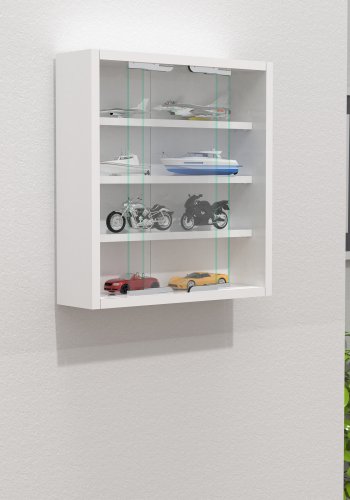 VCM NORDIC Agisa S vgskab, m. 2 skydelger og 3 hylder - glas og hvid tr