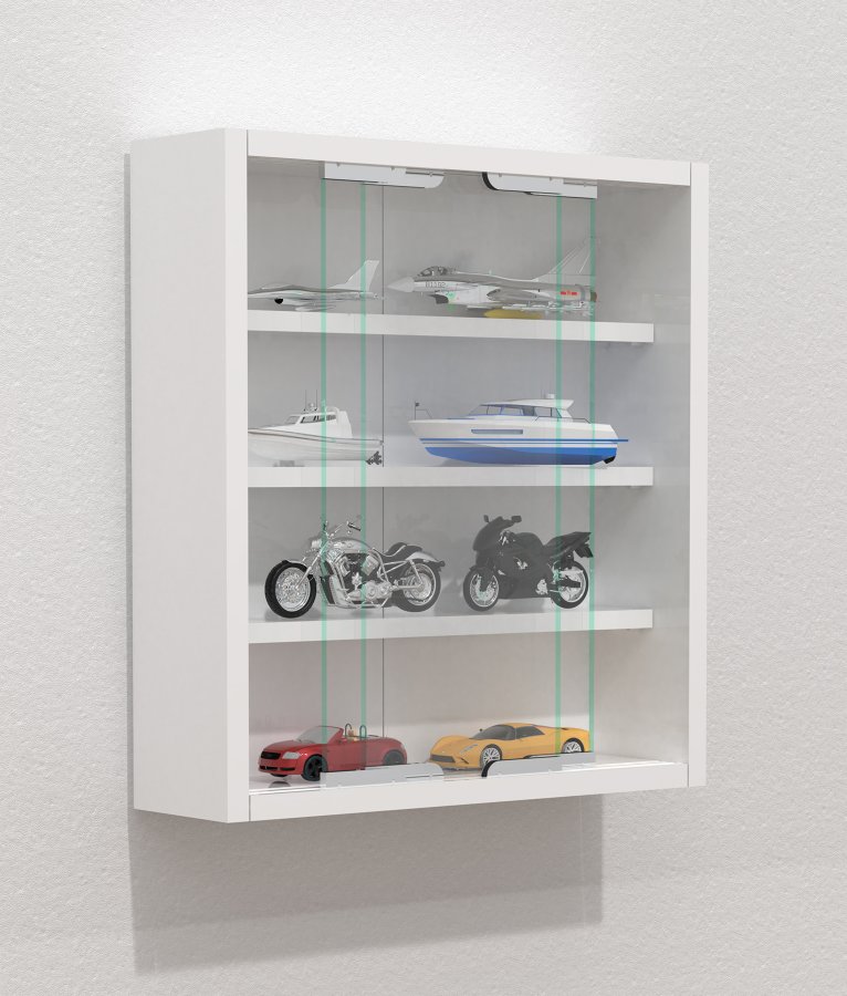 VCM NORDIC Agisa S vgskab, m. 2 skydelger og 3 hylder - glas og hvid tr