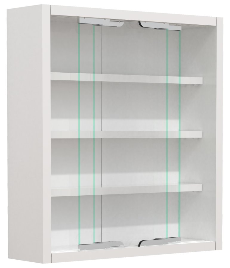 VCM NORDIC Agisa S vgskab, m. 2 skydelger og 3 hylder - glas og hvid tr