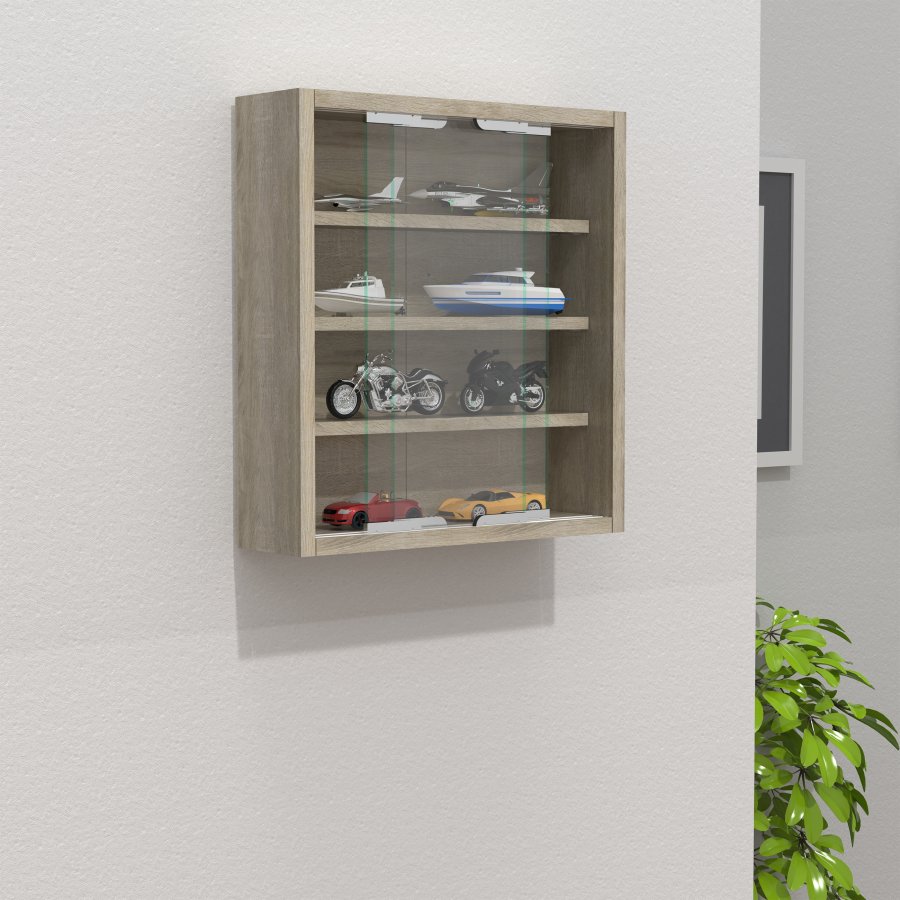 VCM NORDIC Agisa S vgskab, m. 2 skydelger og 3 hylder - glas og natur tr