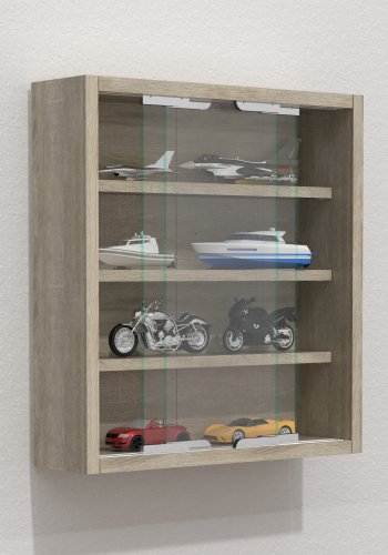 VCM NORDIC Agisa S vgskab, m. 2 skydelger og 3 hylder - glas og natur tr