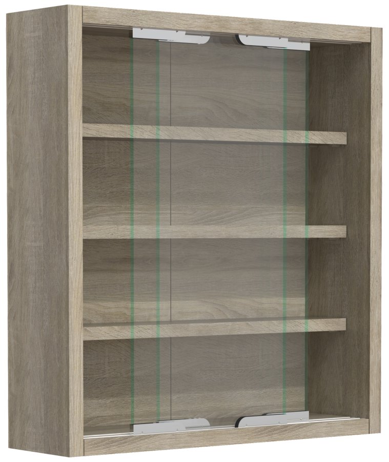 VCM NORDIC Agisa S vgskab, m. 2 skydelger og 3 hylder - glas og natur tr