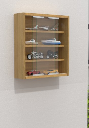 VCM NORDIC Agisa S vgskab, m. 2 skydelger og 3 hylder - glas og natur tr