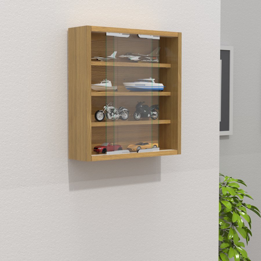 VCM NORDIC Agisa S vgskab, m. 2 skydelger og 3 hylder - glas og natur tr