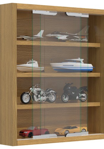 VCM NORDIC Agisa S vgskab, m. 2 skydelger og 3 hylder - glas og natur tr