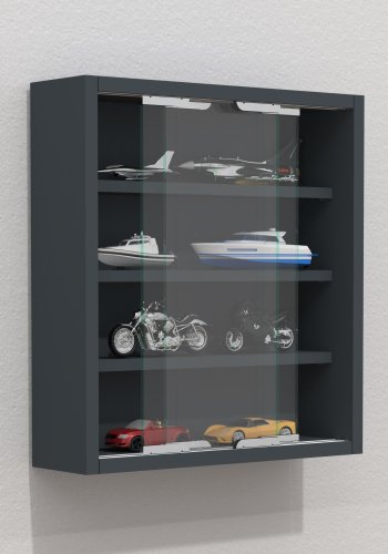 VCM NORDIC Agisa S vgskab, m. 2 skydelger og 3 hylder - glas og antracitgr tr