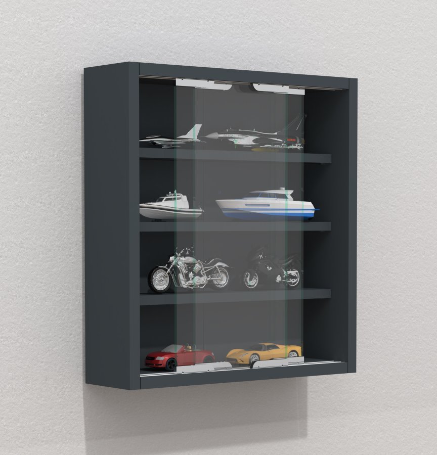 VCM NORDIC Agisa S vgskab, m. 2 skydelger og 3 hylder - glas og antracitgr tr