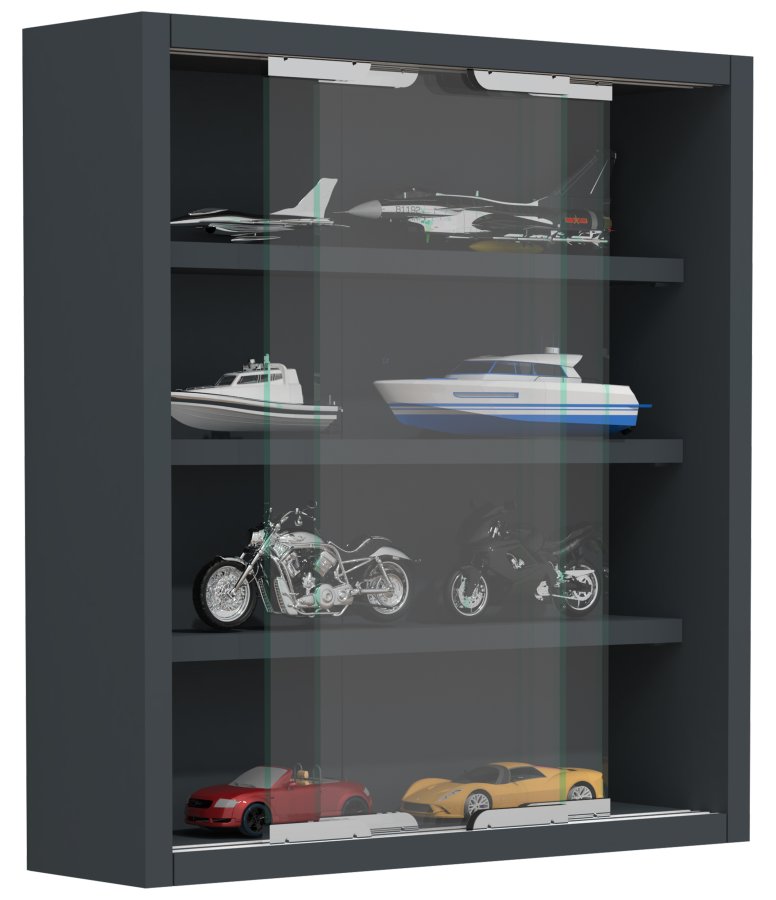 VCM NORDIC Agisa S vgskab, m. 2 skydelger og 3 hylder - glas og antracitgr tr