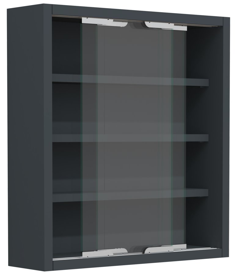 VCM NORDIC Agisa S vgskab, m. 2 skydelger og 3 hylder - glas og antracitgr tr