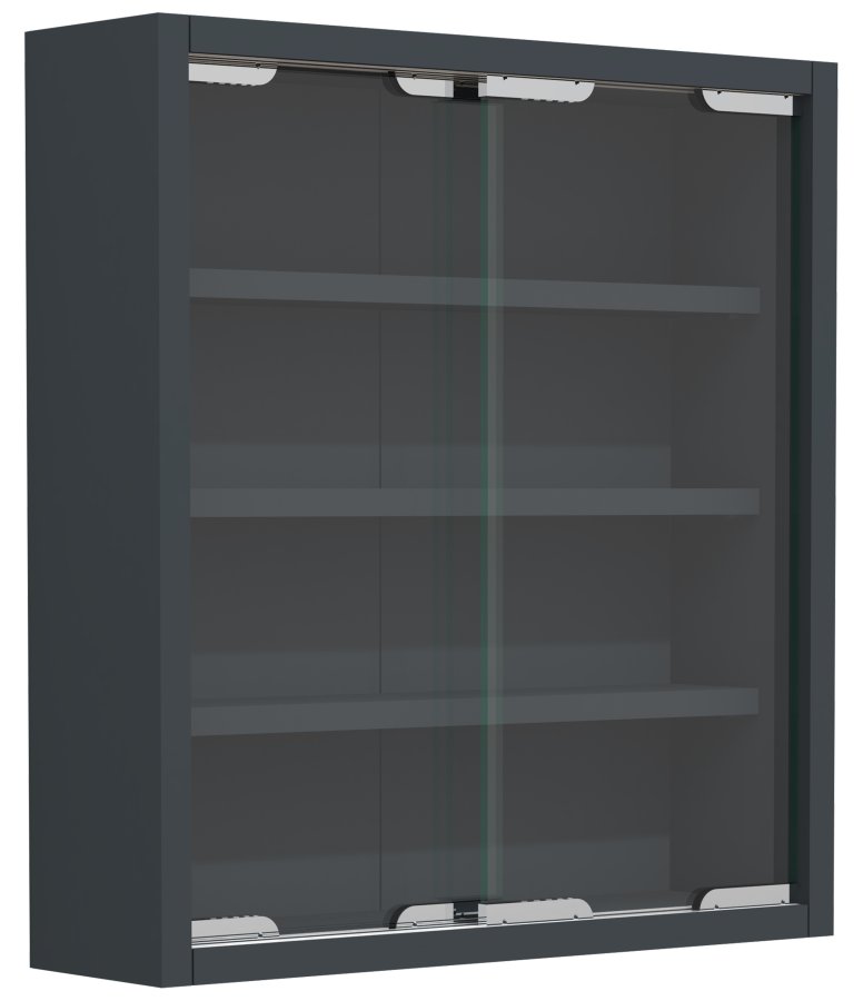 VCM NORDIC Agisa S vgskab, m. 2 skydelger og 3 hylder - glas og antracitgr tr