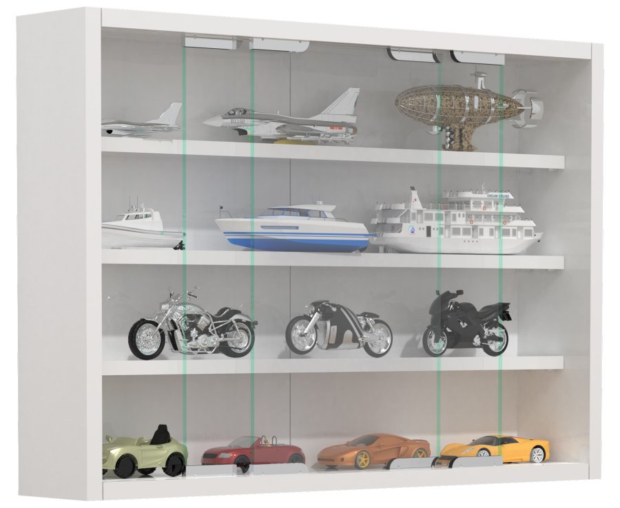 VCM NORDIC Agisa M vgskab, m. 2 skydelger og 3 hylder - glas og hvid tr