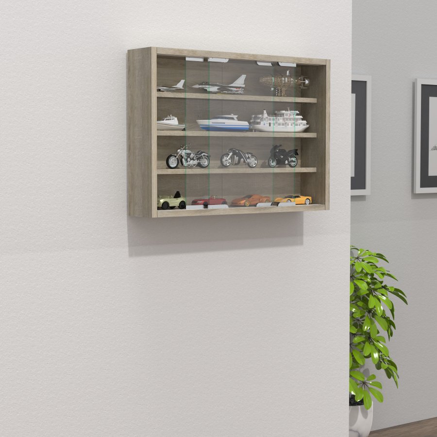 VCM NORDIC Agisa M vgskab, m. 2 skydelger og 3 hylder - glas og natur tr