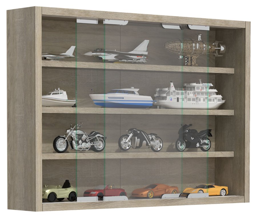 VCM NORDIC Agisa M vgskab, m. 2 skydelger og 3 hylder - glas og natur tr