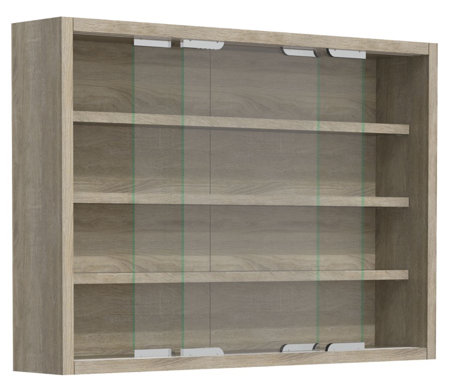 VCM NORDIC Agisa M vgskab, m. 2 skydelger og 3 hylder - glas og natur tr