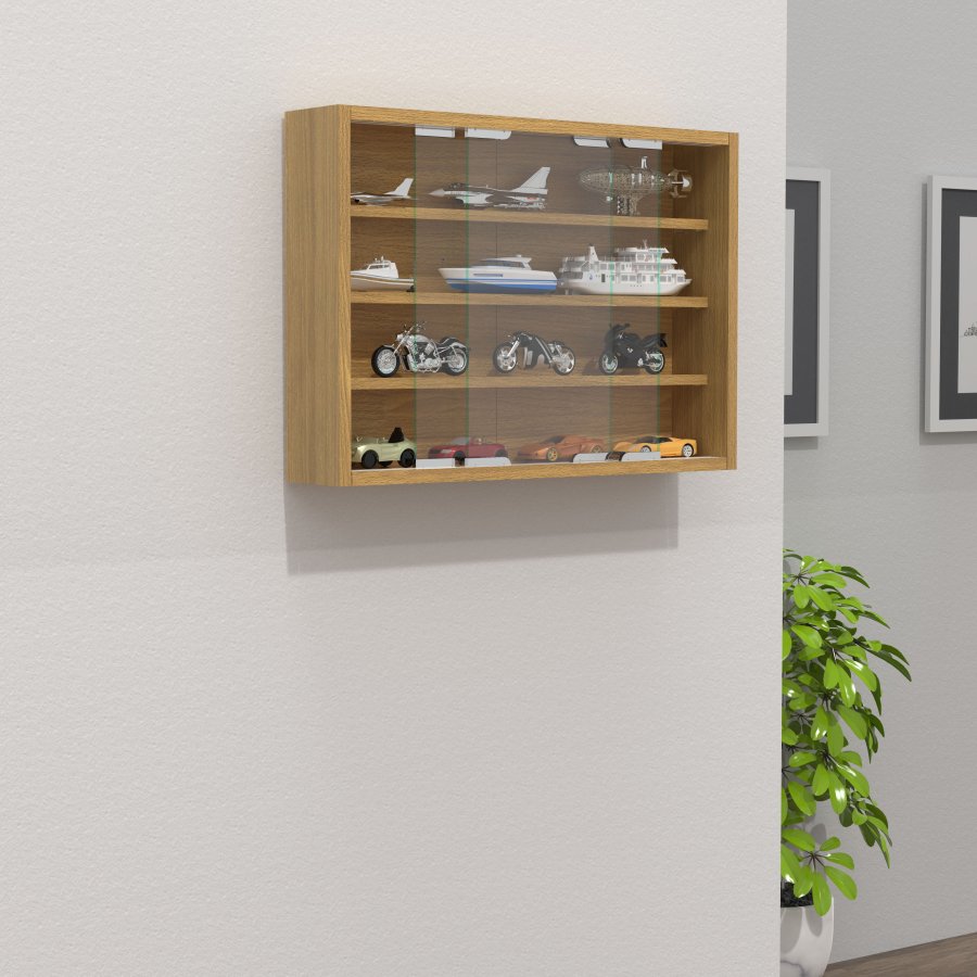 VCM NORDIC Agisa M vgskab, m. 2 skydelger og 3 hylder - glas og natur tr