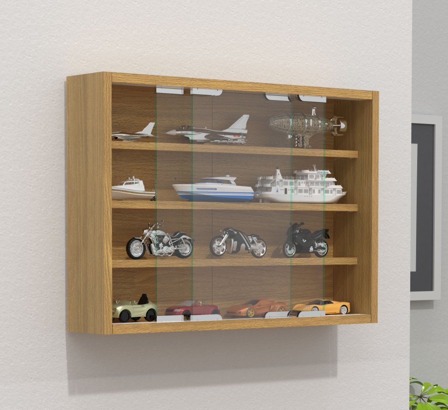 VCM NORDIC Agisa M vgskab, m. 2 skydelger og 3 hylder - glas og natur tr