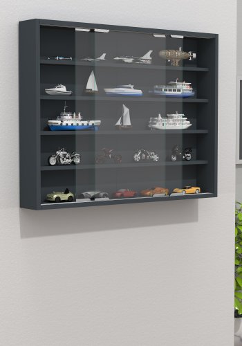 VCM NORDIC Agisa M vgskab, m. 2 skydelger og 3 hylder - glas og antracitgrt tr