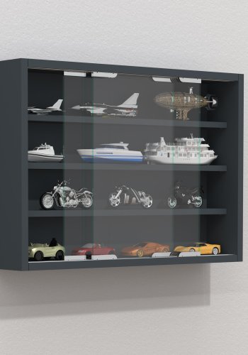 VCM NORDIC Agisa M vgskab, m. 2 skydelger og 3 hylder - glas og antracitgrt tr