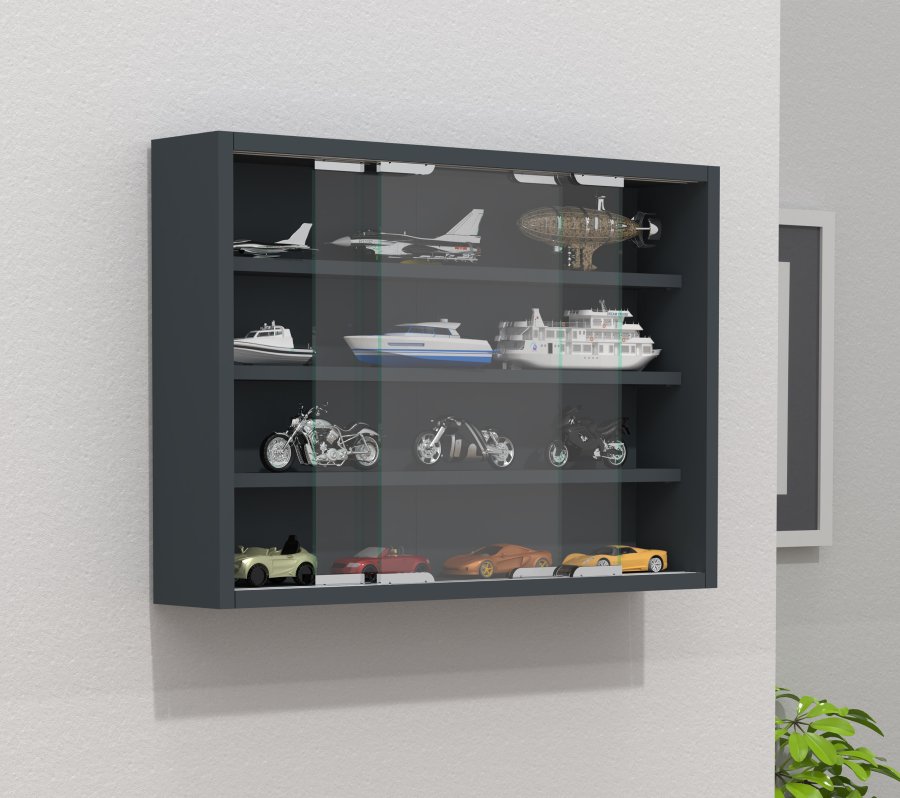 VCM NORDIC Agisa M vgskab, m. 2 skydelger og 3 hylder - glas og antracitgrt tr