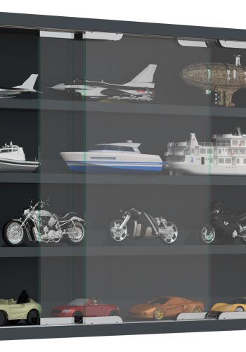 VCM NORDIC Agisa M vgskab, m. 2 skydelger og 3 hylder - glas og antracitgrt tr