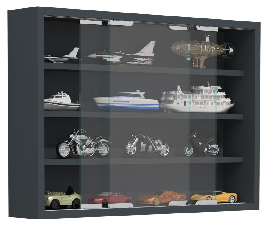 VCM NORDIC Agisa M vgskab, m. 2 skydelger og 3 hylder - glas og antracitgrt tr