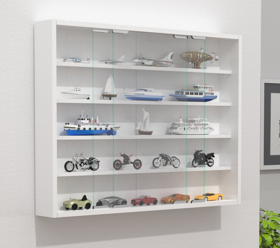 VCM NORDIC Agisa L vgskab, m. 2 skydelger og 4 hylder - glas og hvid tr