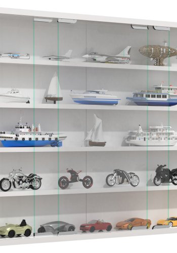 VCM NORDIC Agisa L vgskab, m. 2 skydelger og 4 hylder - glas og hvid tr