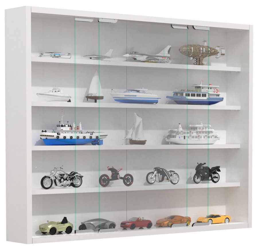 VCM NORDIC Agisa L vgskab, m. 2 skydelger og 4 hylder - glas og hvid tr