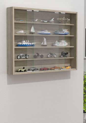 VCM NORDIC Agisa L vgskab, m. 2 skydelger og 4 hylder - glas og natur tr