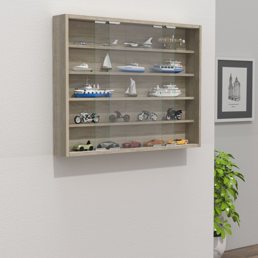 VCM NORDIC Agisa L vgskab, m. 2 skydelger og 4 hylder - glas og natur tr