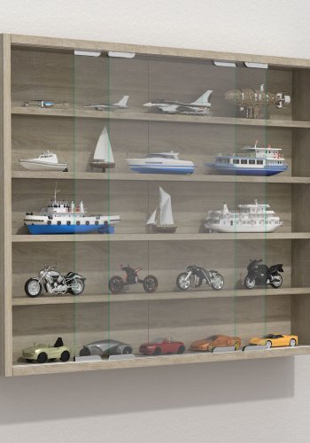 VCM NORDIC Agisa L vgskab, m. 2 skydelger og 4 hylder - glas og natur tr