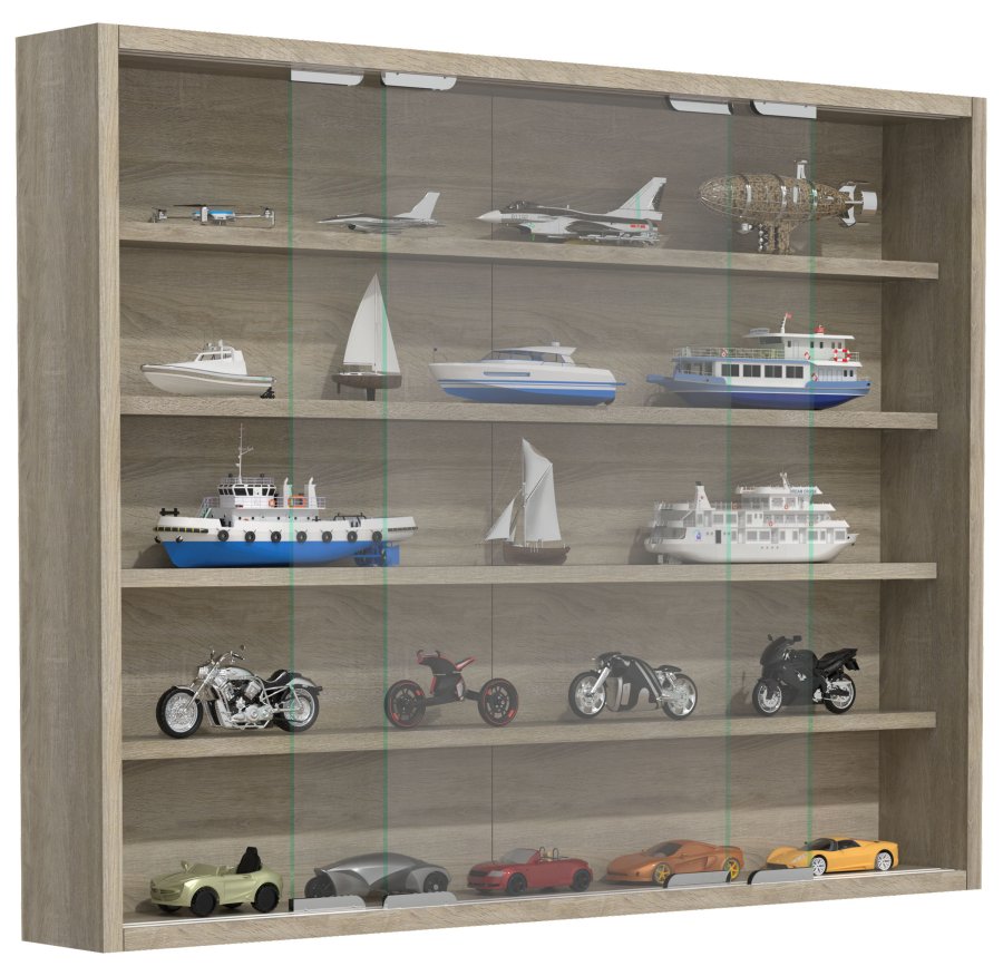 VCM NORDIC Agisa L vgskab, m. 2 skydelger og 4 hylder - glas og natur tr