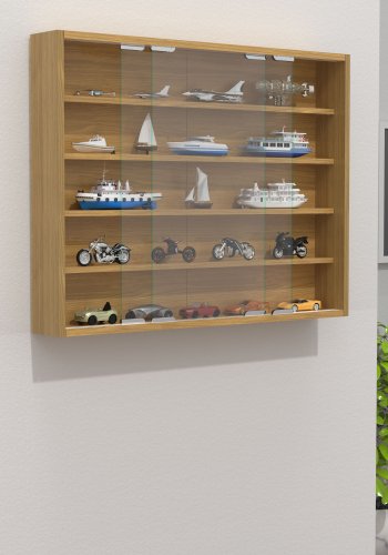 VCM NORDIC Agisa L vgskab, m. 2 skydelger og 4 hylder - glas og natur tr