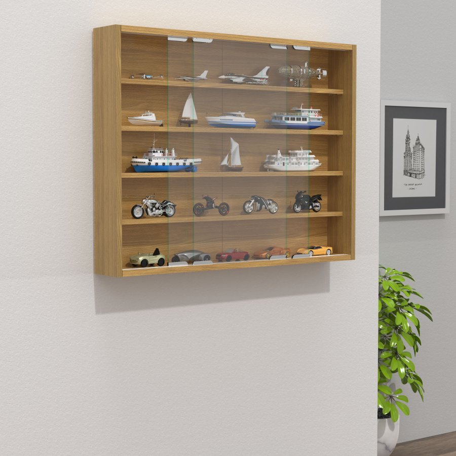 VCM NORDIC Agisa L vgskab, m. 2 skydelger og 4 hylder - glas og natur tr