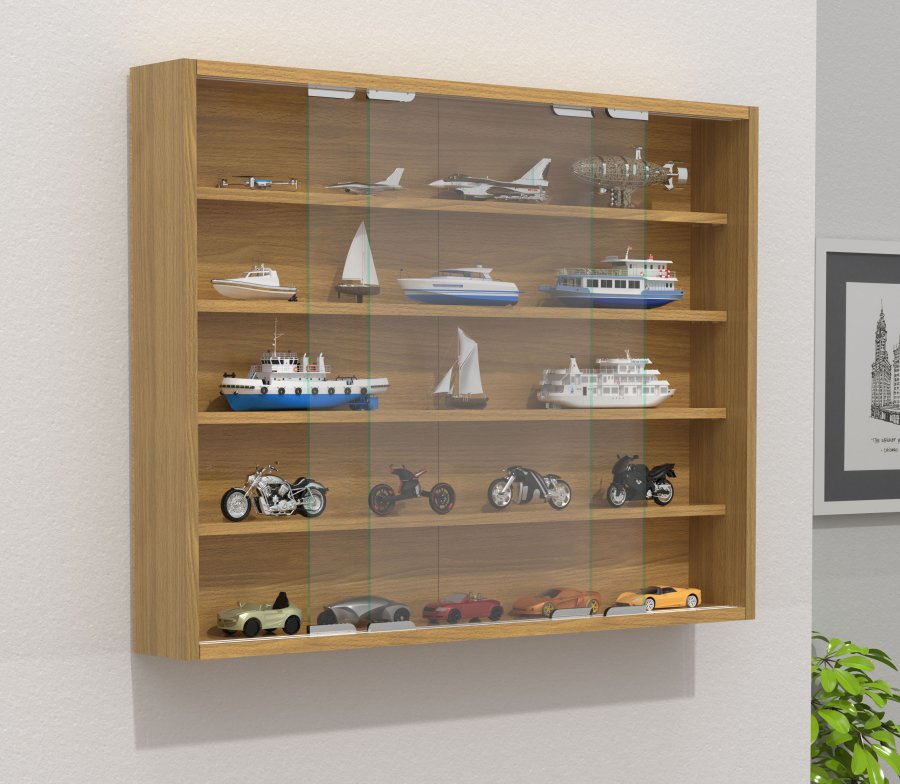 VCM NORDIC Agisa L vgskab, m. 2 skydelger og 4 hylder - glas og natur tr