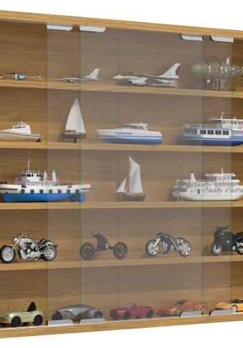 VCM NORDIC Agisa L vgskab, m. 2 skydelger og 4 hylder - glas og natur tr