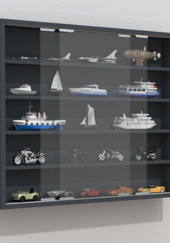 VCM NORDIC Agisa L vgskab, m. 2 skydelger og 4 hylder - glas og antracitgr tr