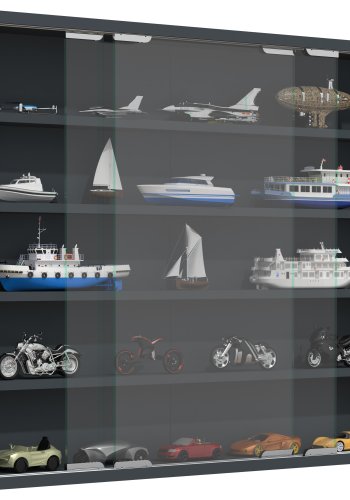 VCM NORDIC Agisa L vgskab, m. 2 skydelger og 4 hylder - glas og antracitgr tr