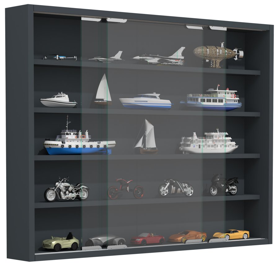 VCM NORDIC Agisa L vgskab, m. 2 skydelger og 4 hylder - glas og antracitgr tr