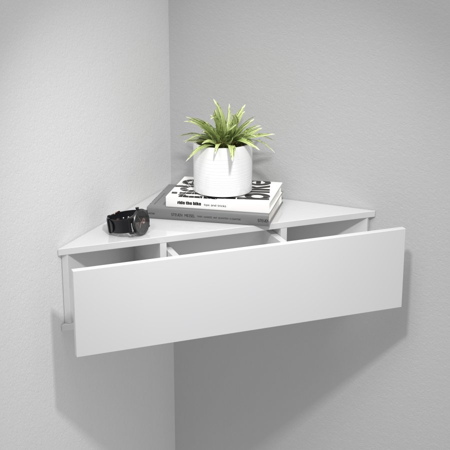 VCM NORDIC Usal S hjrne vghylde, m. 1 skuffe - hvid tr (60x42,4)