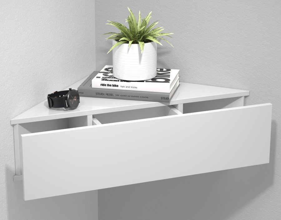 VCM NORDIC Usal S hjrne vghylde, m. 1 skuffe - hvid tr (60x42,4)