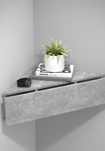 VCM NORDIC Usal S hjrne vghylde, m. 1 skuffe - beton gr tr (60x42,4)