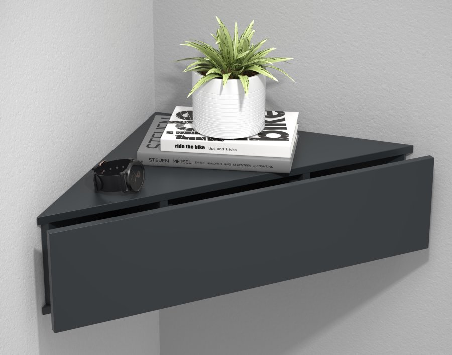 VCM NORDIC Usal S hjrne vghylde, m. 1 skuffe - antracitgr tr (60x42,4)