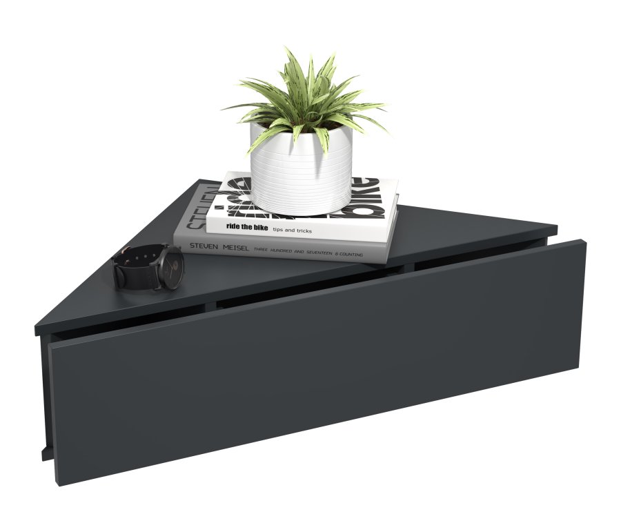 VCM NORDIC Usal S hjrne vghylde, m. 1 skuffe - antracitgr tr (60x42,4)