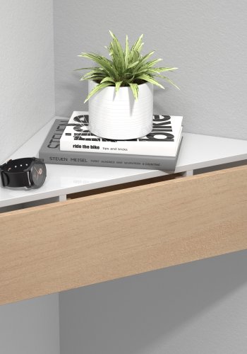 VCM NORDIC Usal S hjrne vghylde, m. 1 skuffe - hvid og natur tr (60x42,4)