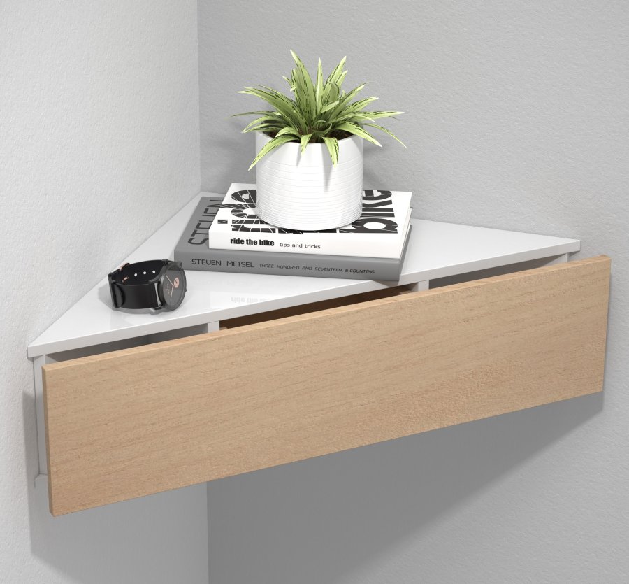 VCM NORDIC Usal S hjrne vghylde, m. 1 skuffe - hvid og natur tr (60x42,4)