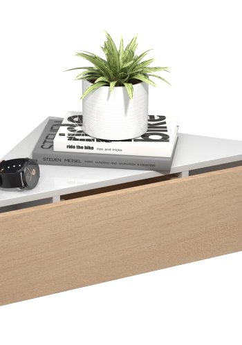 VCM NORDIC Usal S hjrne vghylde, m. 1 skuffe - hvid og natur tr (60x42,4)