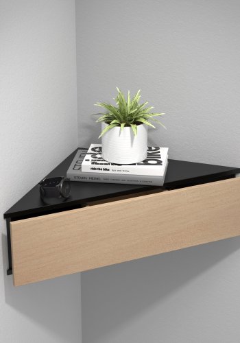 VCM NORDIC Usal S hjrne vghylde, m. 1 skuffe - natur og sort tr (60x42,4)